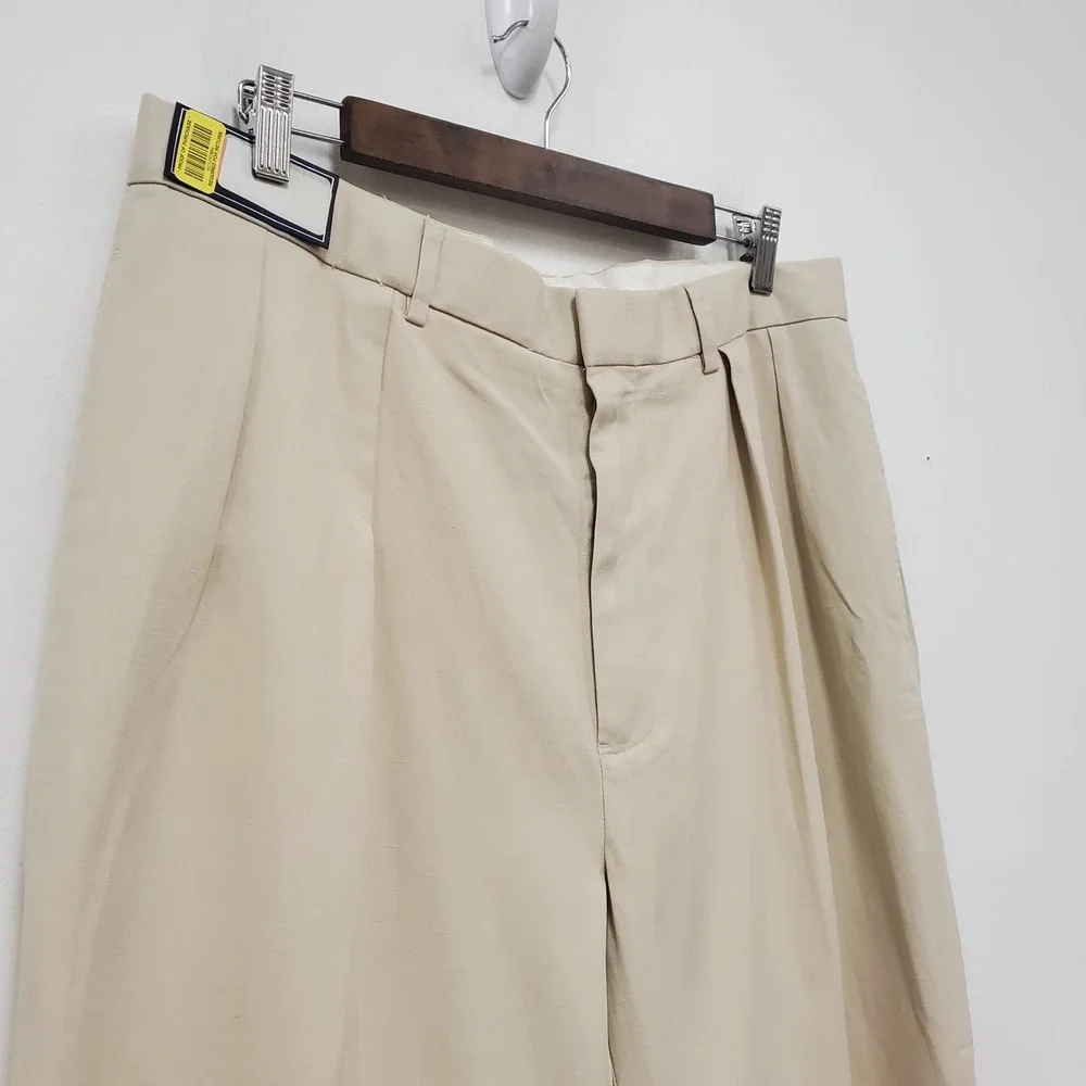 Polo Golf Ralph Lauren Mens Chino Pants Size 36L Cotton Silk Linen Pleated
